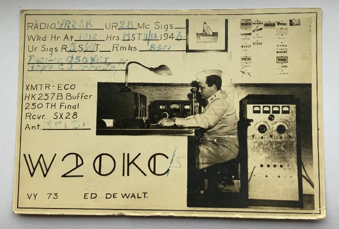 military related US Radio card dated 1946 with an interesting reference to the V-2 rocket